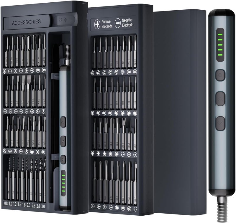 Tanso Mini Electric Screwdriver, 4.2V Precision Screwdriver Set Cordless Screwdrivers Rechargeable 76 In 1 Magnetic Bit Repair Tech Tool Kit for Electronics Computer Phone Laptop Camera RC Car Watch Glasses - Image 1